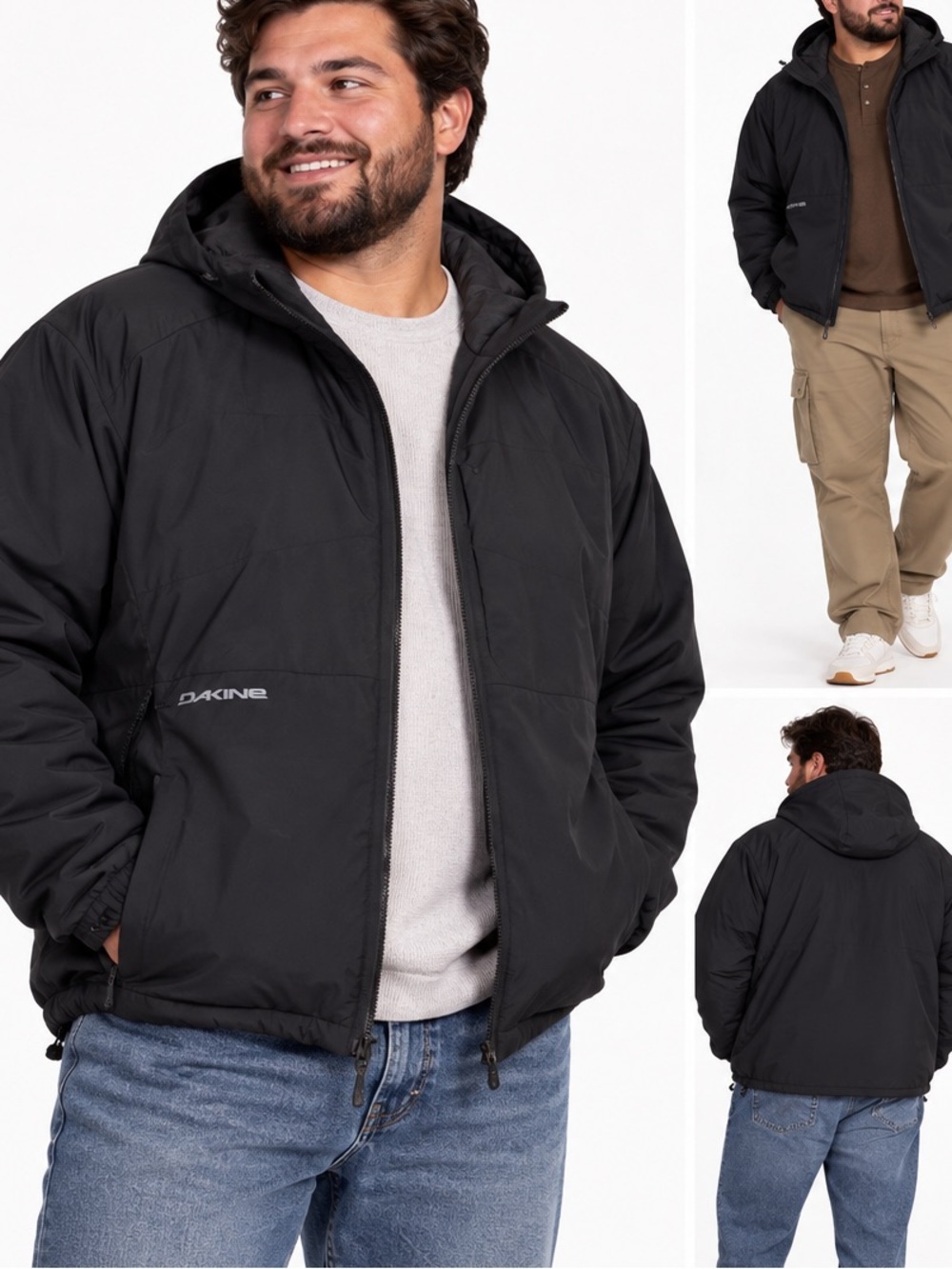 Dakine Men’s XXL Black Hooded Jacket Lightweight Water Wind Resistant Stretch 2X
